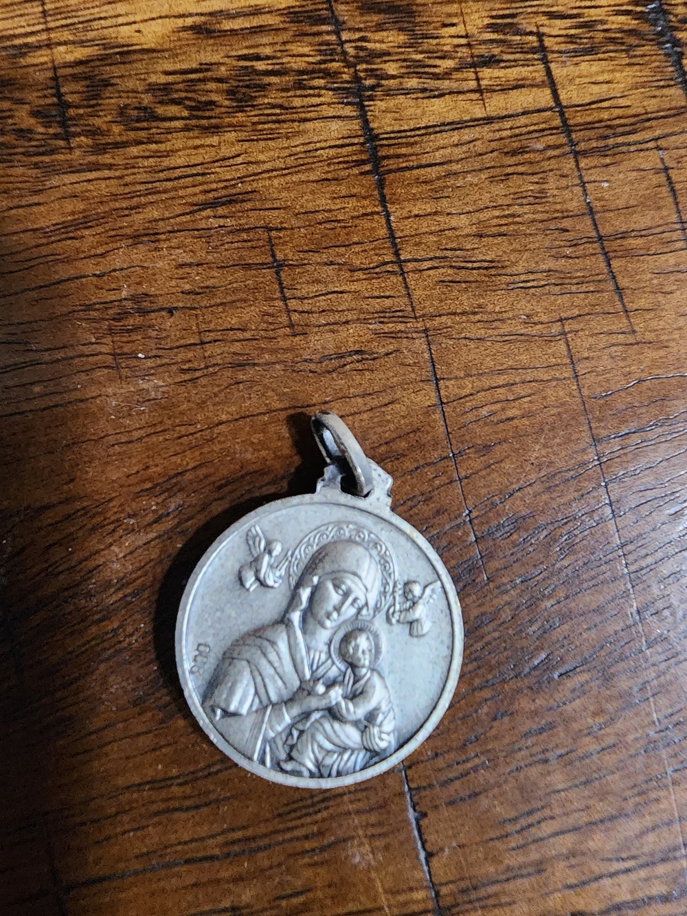 Vintage Italian 800 Silver Pope John XXIII & Madonna Child Medal Pendant